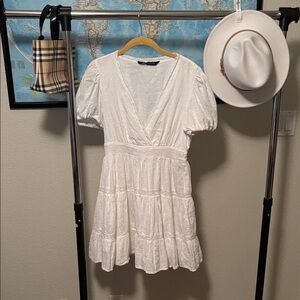 Zara Cream Textured Mini Dress